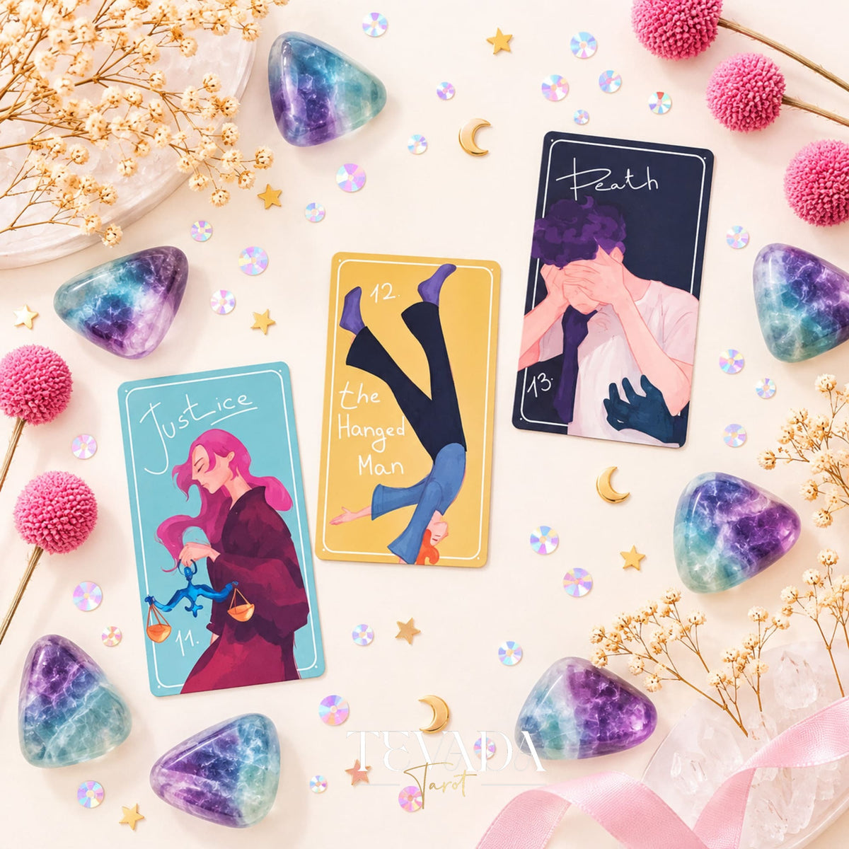Glimmer City Tarot Deck soft pink hand-painted tarot cards for daily reflection