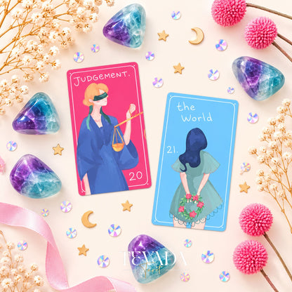 Glimmer City Tarot Deck soft pink hand-painted tarot cards for daily reflection