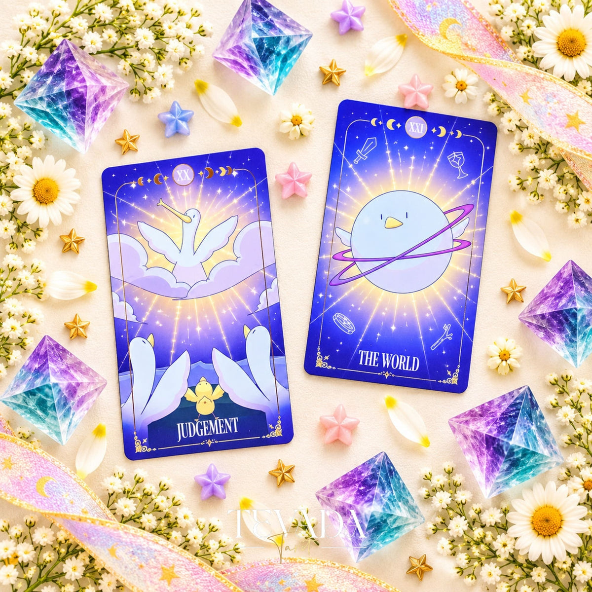 Goose Tarot NEBULA II playful goose cards with gold details for joyful daily readings