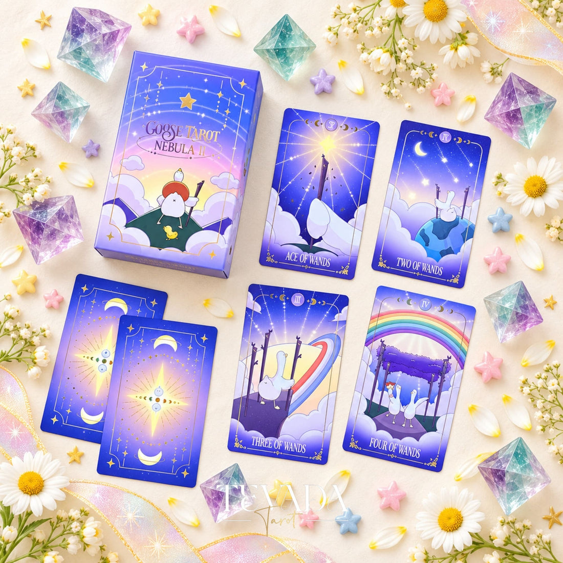 Goose Tarot NEBULA II playful goose cards with gold details for joyful daily readings