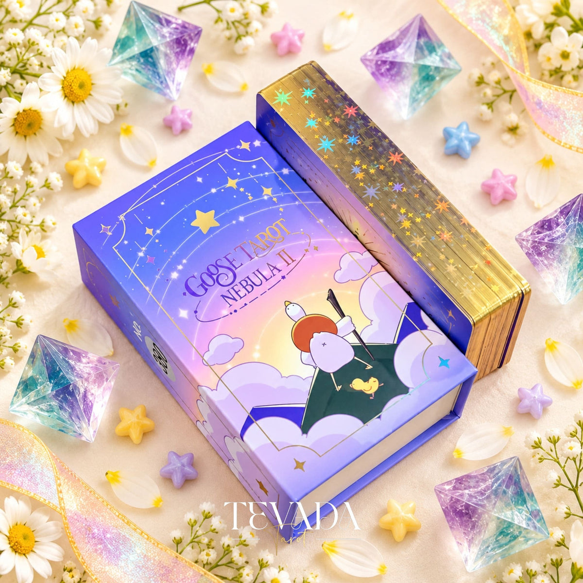 Goose Tarot NEBULA II playful goose cards with gold details for joyful daily readings