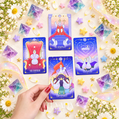 Goose Tarot NEBULA II playful goose cards with gold details for joyful daily readings
