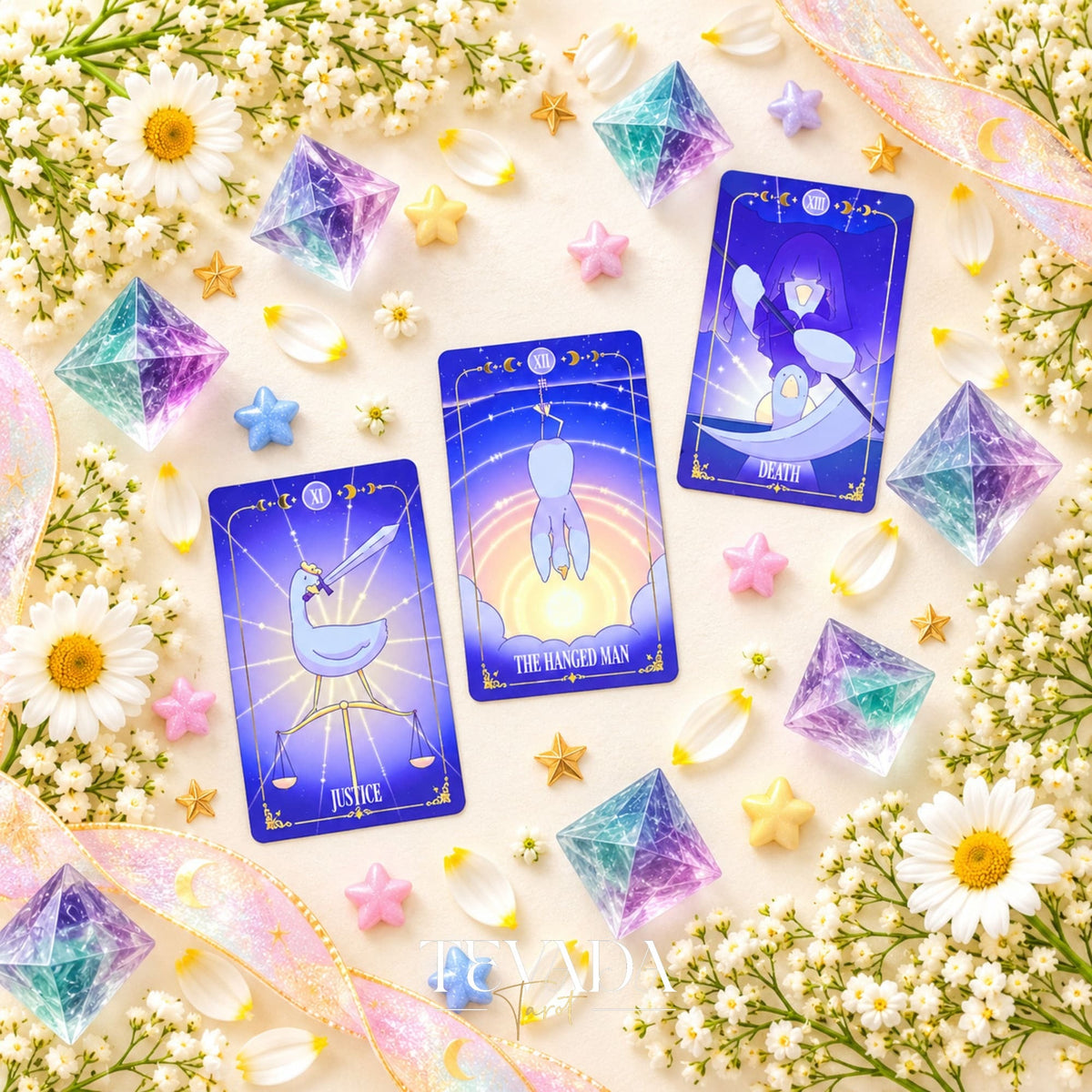 Goose Tarot NEBULA II playful goose cards with gold details for joyful daily readings