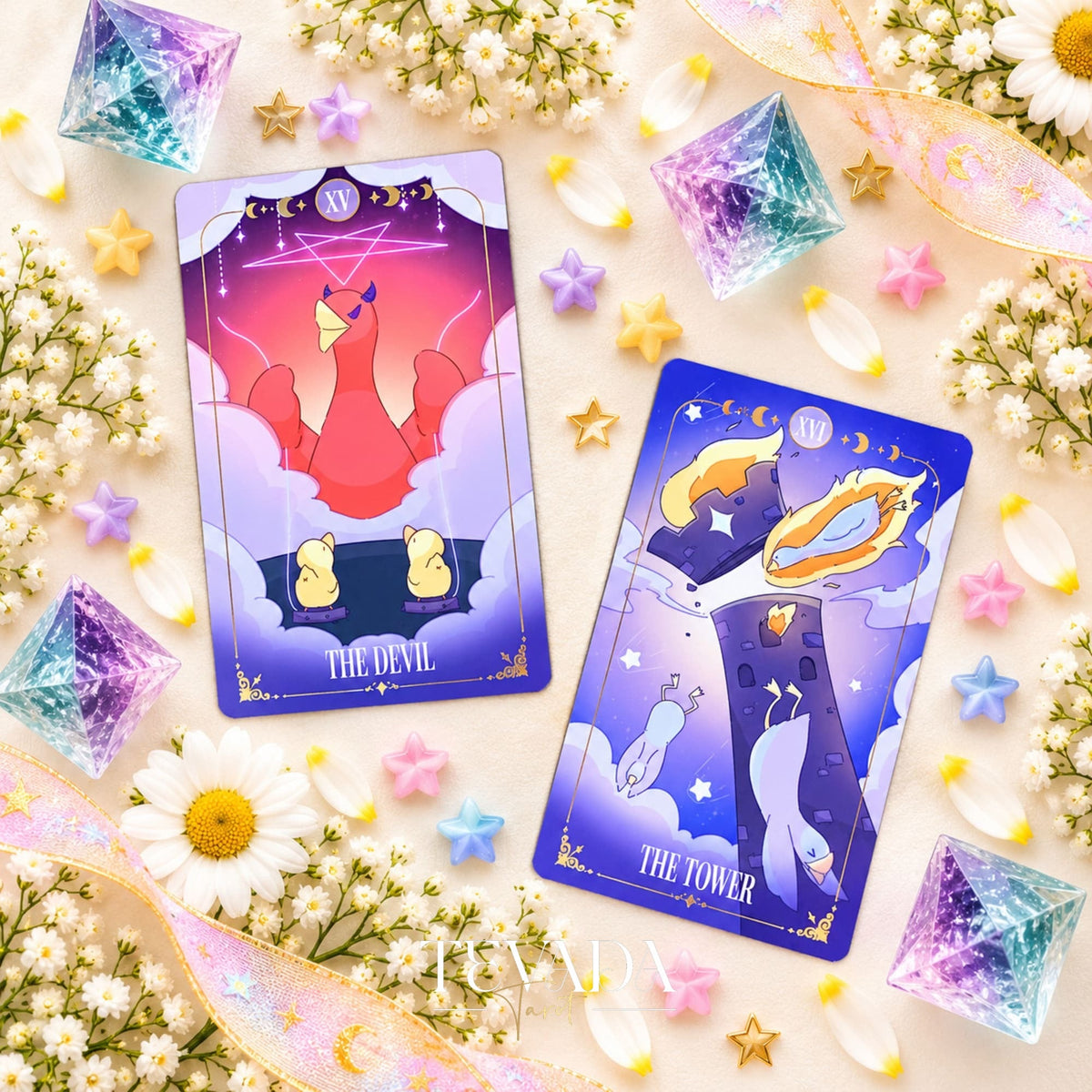 Goose Tarot NEBULA II playful goose cards with gold details for joyful daily readings