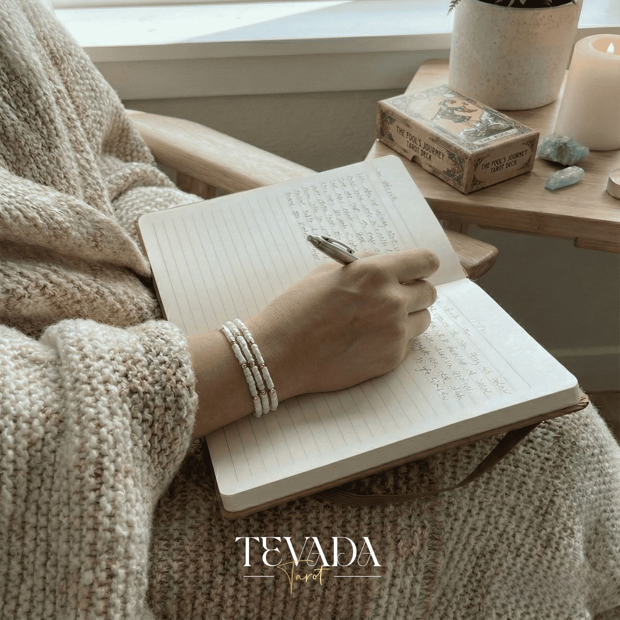 Hand-made Crystal Bracelet in Black Obsidian, Moonstone, and Shell Stone for grounding energy and daily spiritual practice.