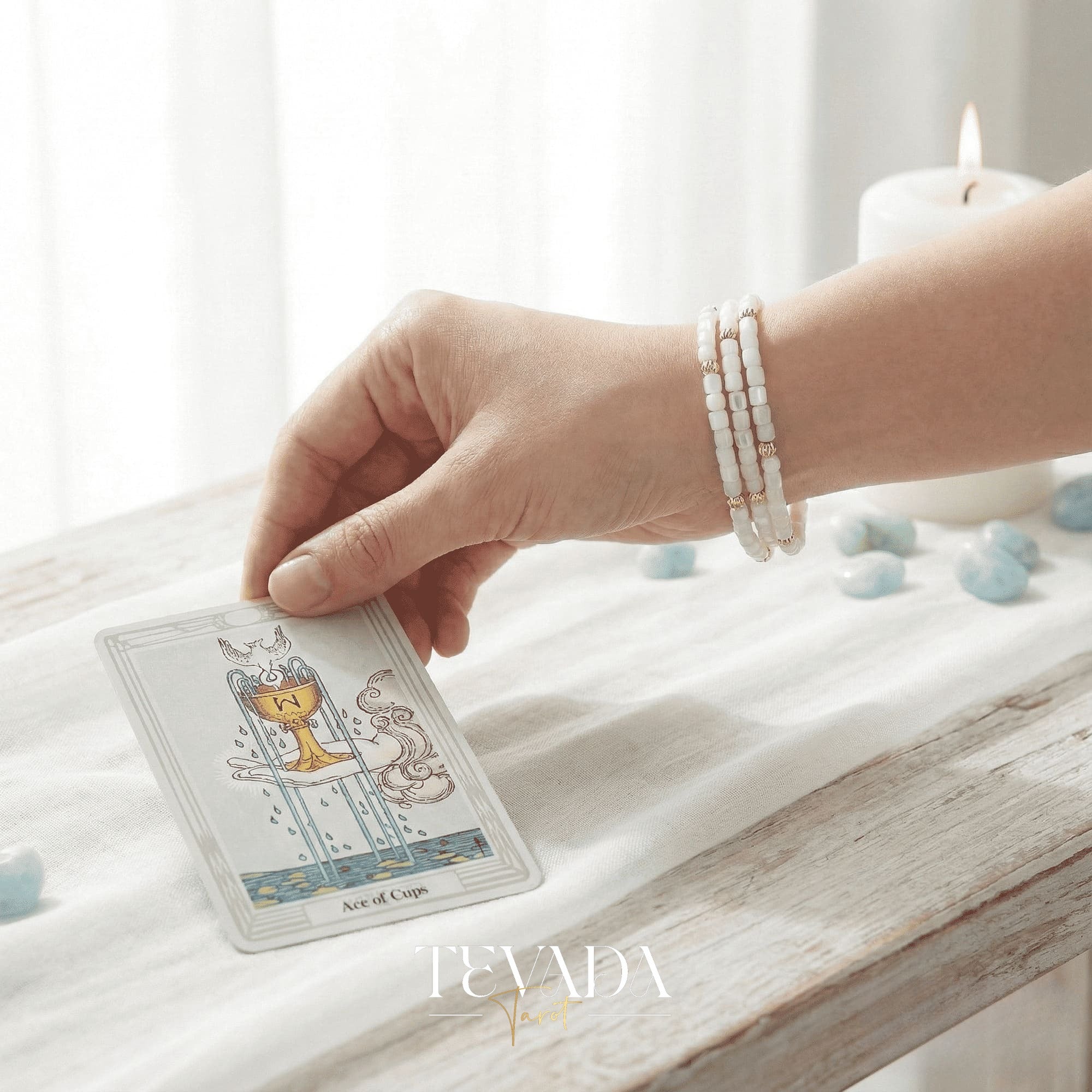 Hand-made Crystal Bracelet in Black Obsidian, Moonstone, and Shell Stone for grounding energy and daily spiritual practice.