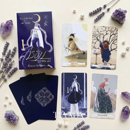 I Am Not a Doll Tarot whimsical puppet style Indie Tarot Cards for shadow work and self reflection.