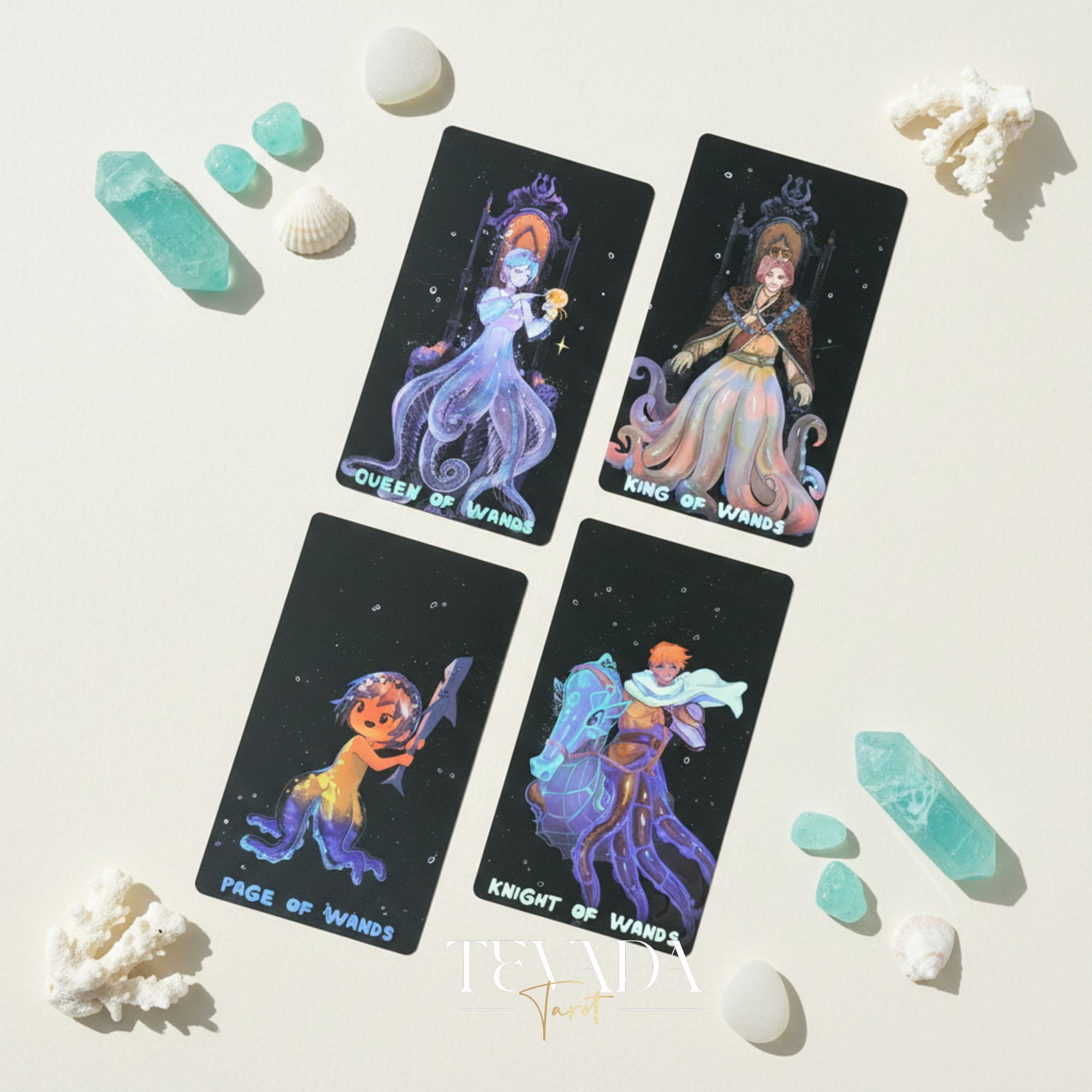 Turritopsis Nutricula Tarot whimsical cartoon style Indie Tarot Cards for inner child healing and self reflection.