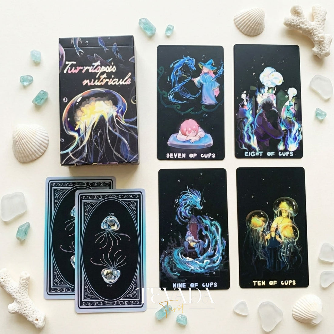 Turritopsis Nutricula Tarot whimsical cartoon style Indie Tarot Cards for inner child healing and self reflection.