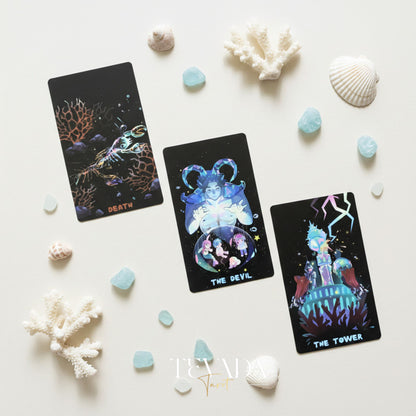 Turritopsis Nutricula Tarot whimsical cartoon style Indie Tarot Cards for inner child healing and self reflection.