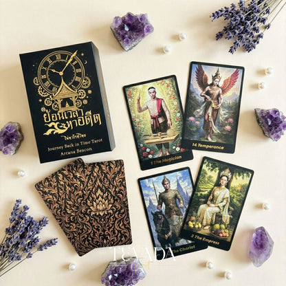 Journey Back In Time Tarot Deck vintage Thai culture Indie Tarot Cards with matte gold edges for spiritual guidance.