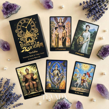 Journey Back In Time Tarot Deck vintage Thai culture Indie Tarot Cards with matte gold edges for spiritual guidance.