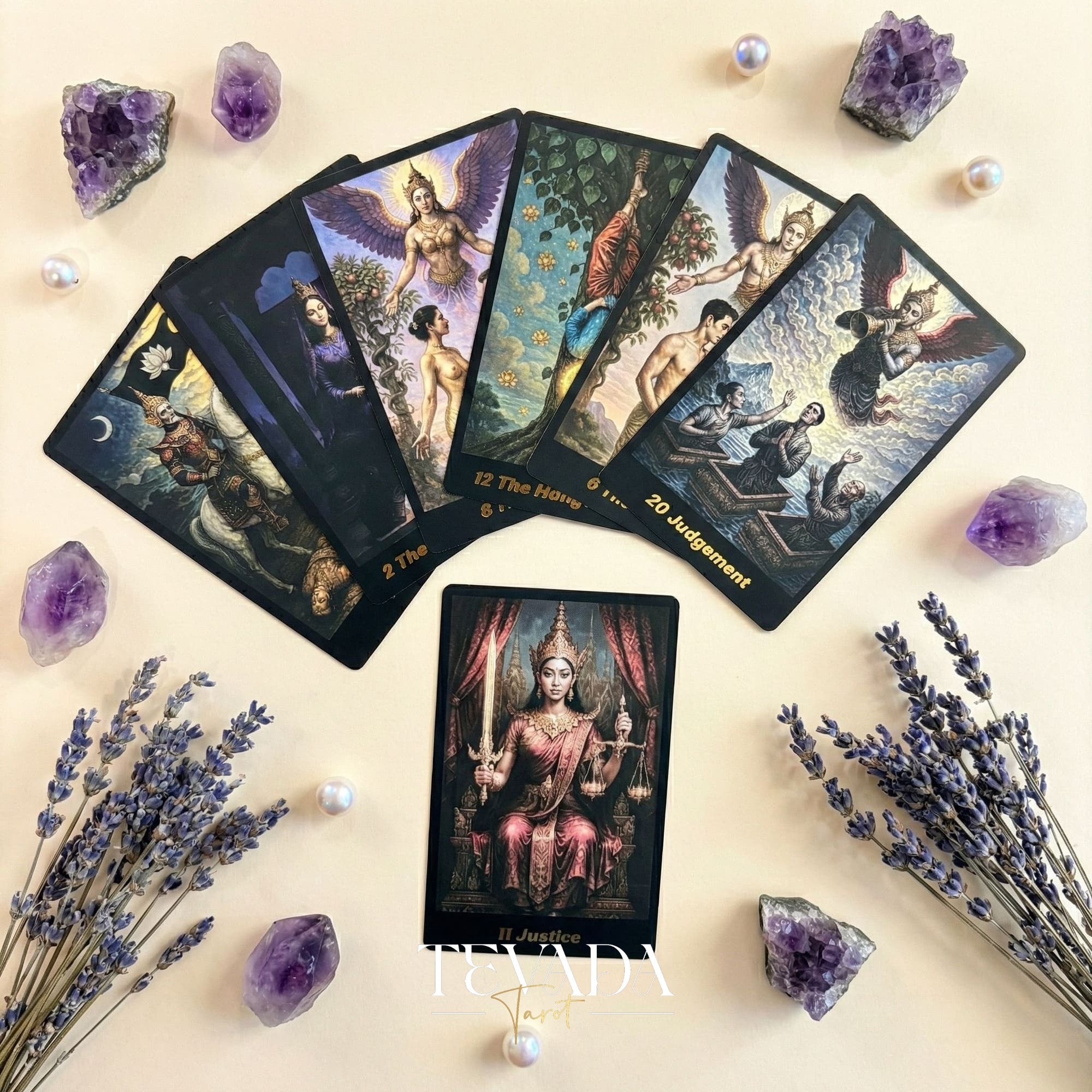 Journey Back In Time Tarot Deck vintage Thai culture Indie Tarot Cards with matte gold edges for spiritual guidance.