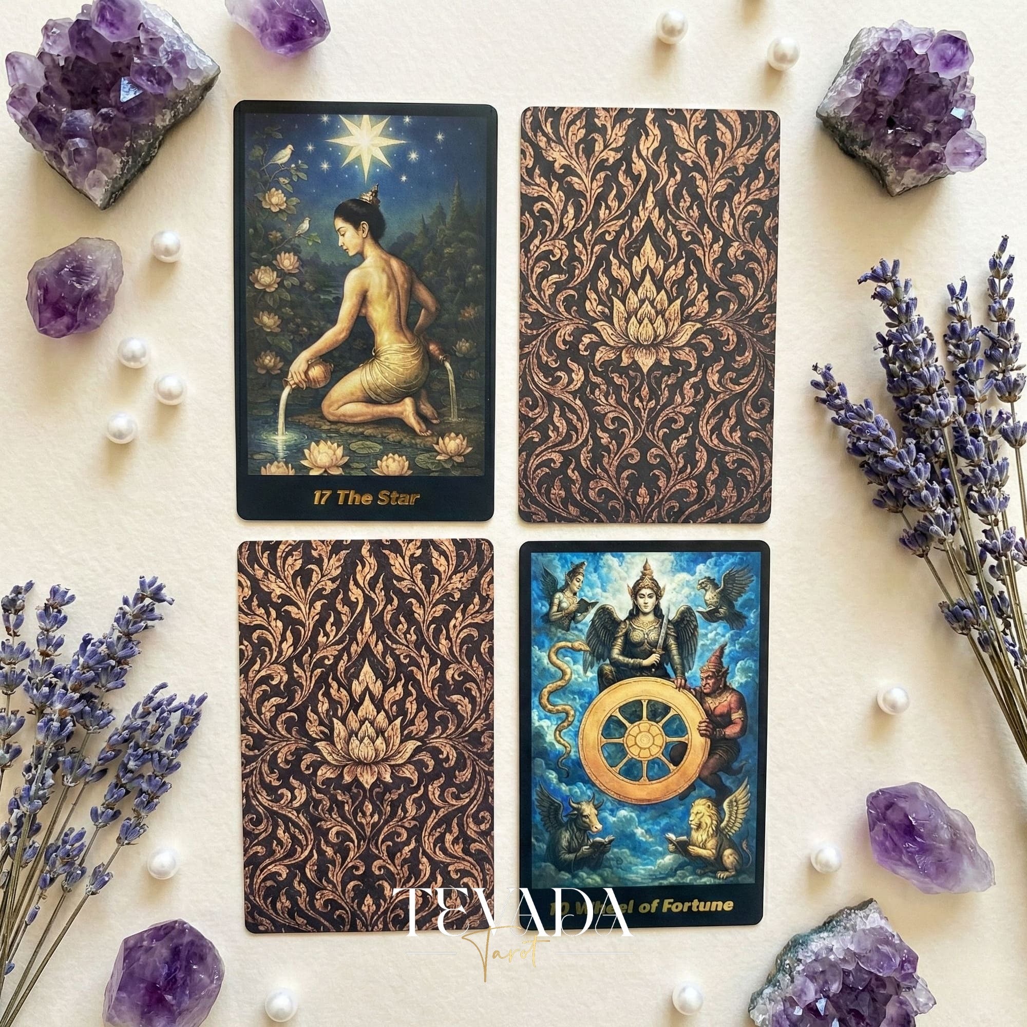 Journey Back In Time Tarot Deck vintage Thai culture Indie Tarot Cards with matte gold edges for spiritual guidance.