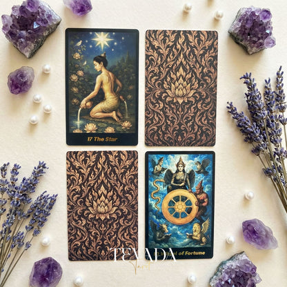 Journey Back In Time Tarot Deck vintage Thai culture Indie Tarot Cards with matte gold edges for spiritual guidance.