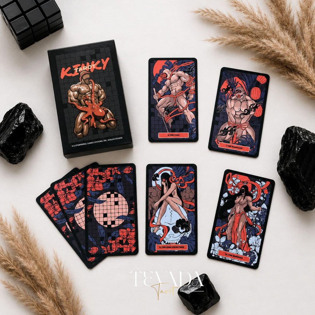 Kinky Tarot dark red-black Indie Tarot Deck for shadow work and self-truth