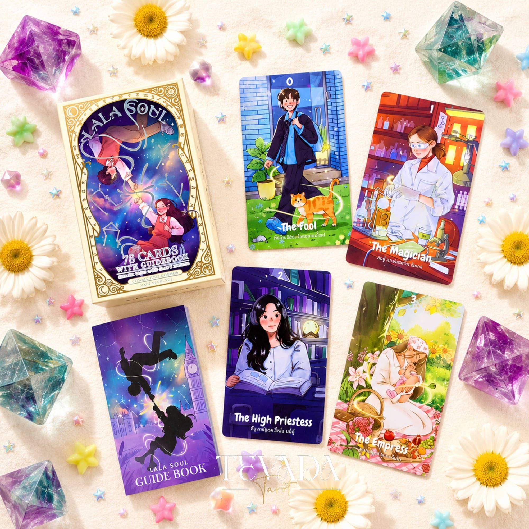 Lala Soul Tarot Deck hand-drawn Thai Indie Tarot Deck for gentle daily reflection