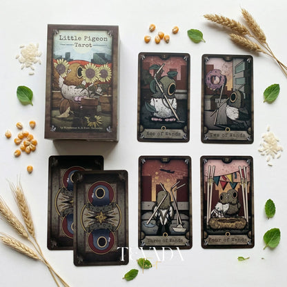 Little Pigeon Tarot whimsical animal Indie Tarot Deck for shadow work and quiet self-reflection.
