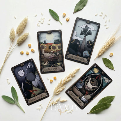 Little Pigeon Tarot whimsical animal Indie Tarot Deck for shadow work and quiet self-reflection.