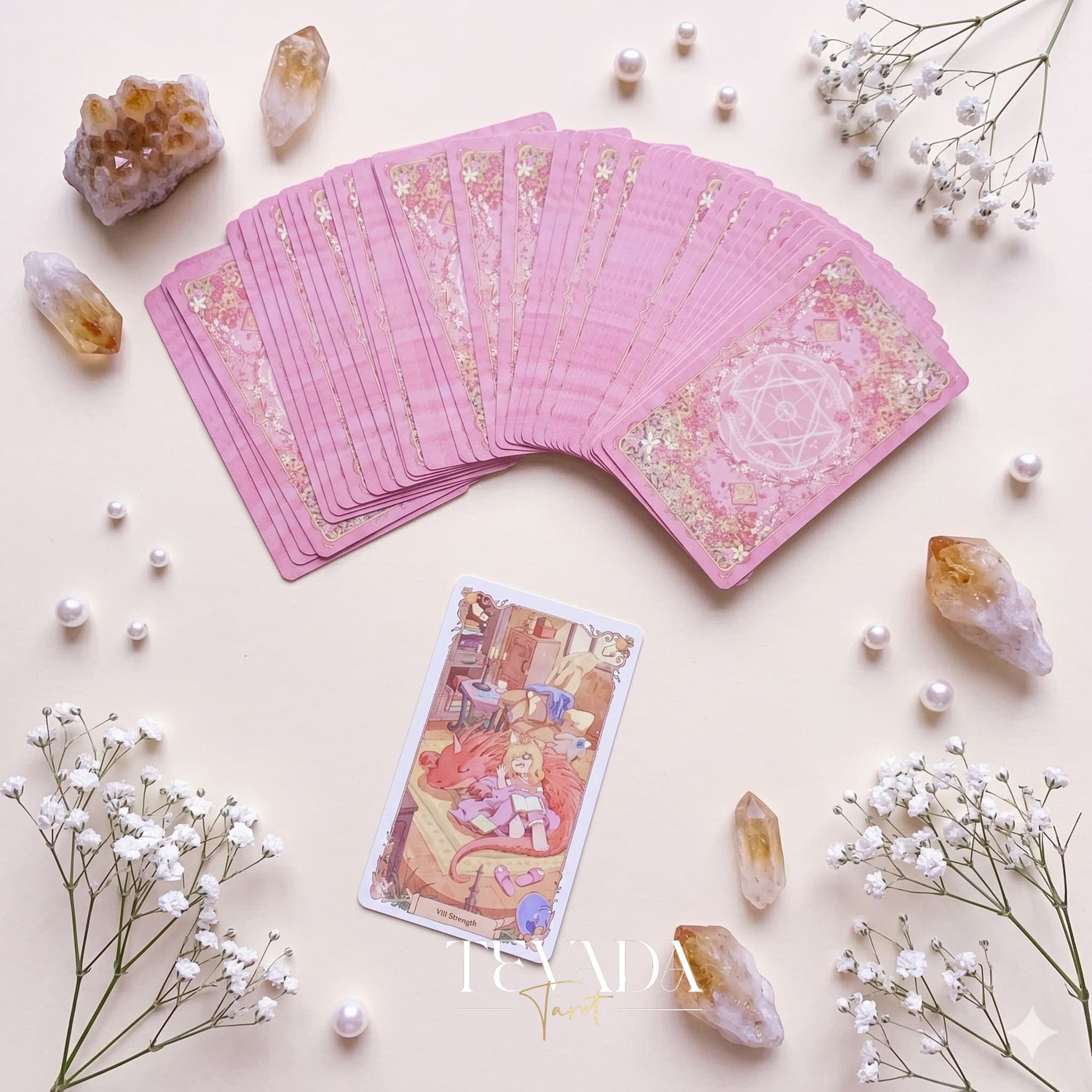 Magic Town Tarot DELUXE adorable pastel animal indie tarot deck for inner child healing and daily reflection.