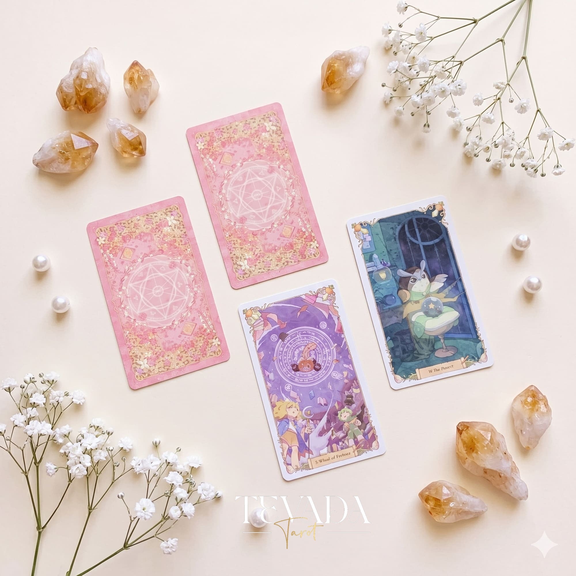 Magic Town Tarot DELUXE adorable pastel animal indie tarot deck for inner child healing and daily reflection.