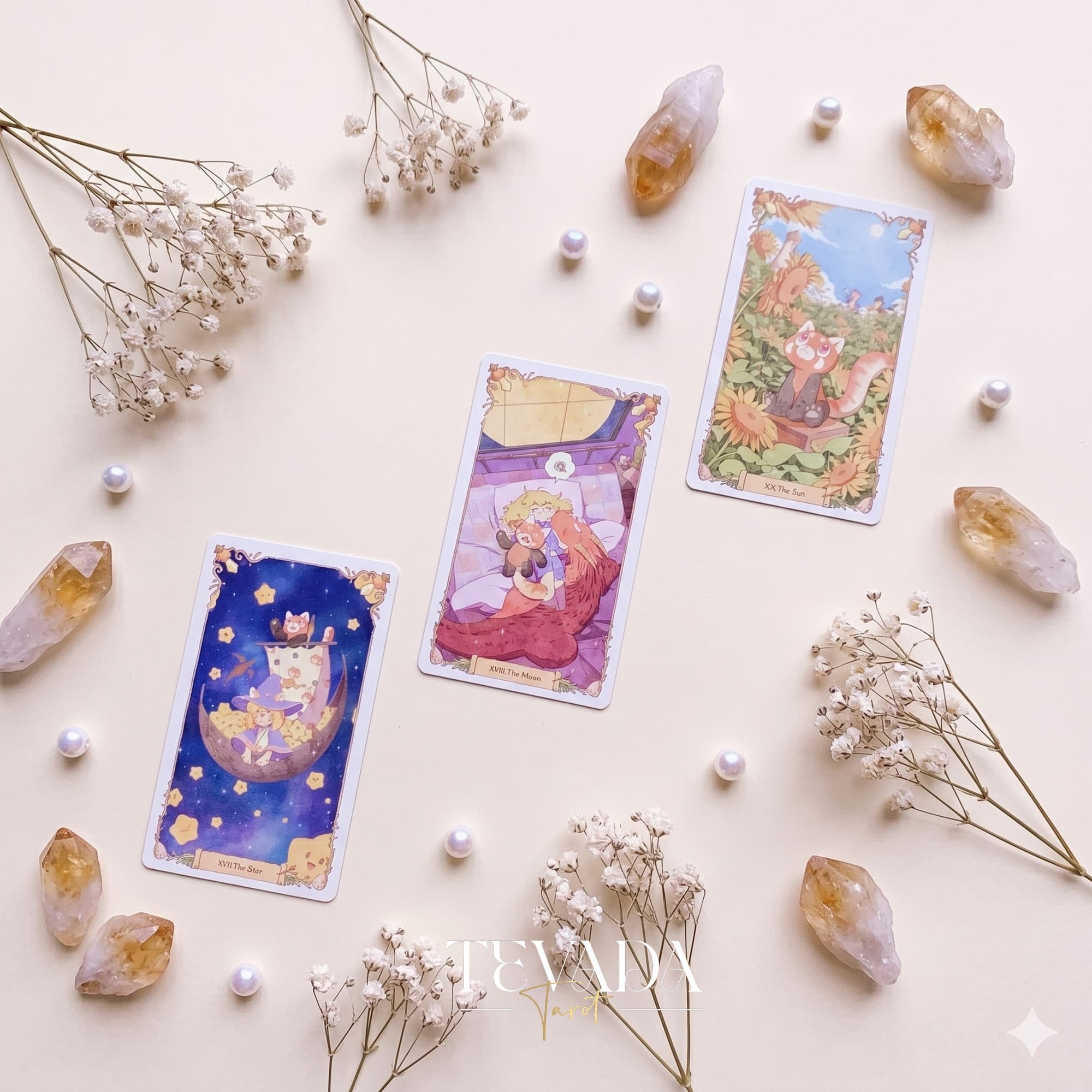 Magic Town Tarot DELUXE adorable pastel animal indie tarot deck for inner child healing and daily reflection.