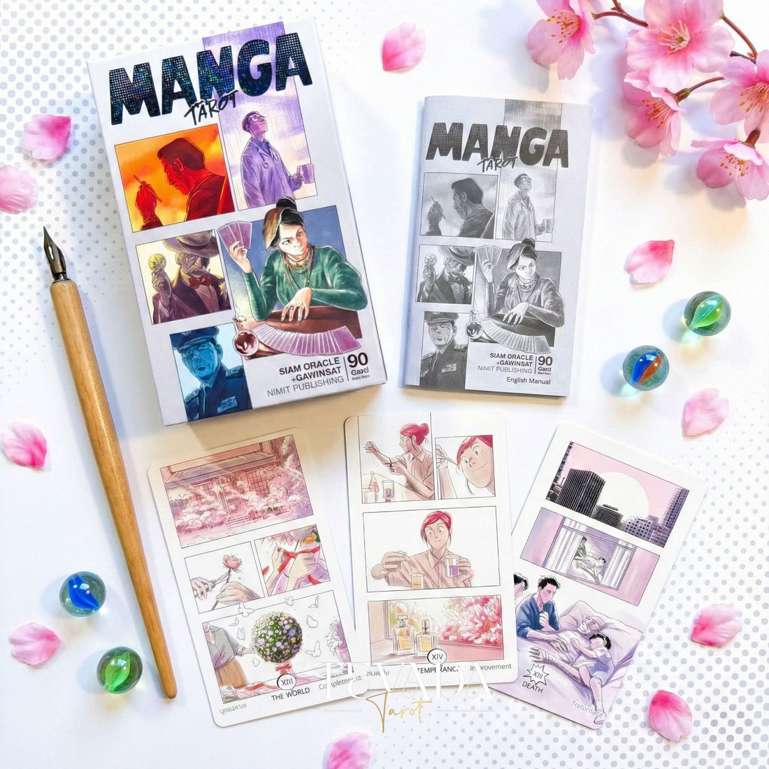 Manga Tarot Deck featuring funny Japanese comic style art for beginner friendly divination and healing.
