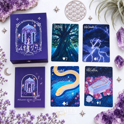 Mid-summer Whispers Lenormand Classic Edition purple box oracle cards for gentle daily readings