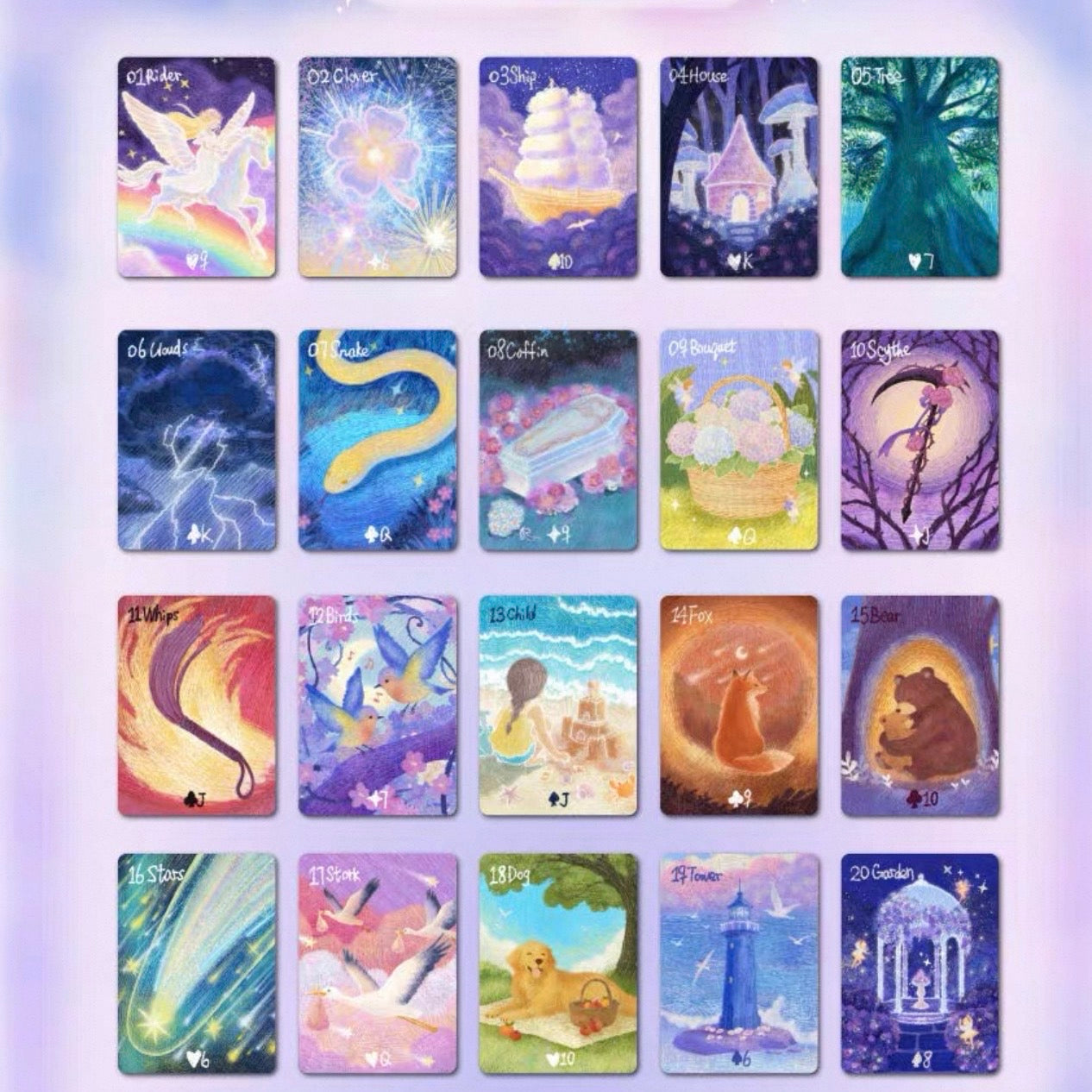 Mid-summer Whispers Lenormand Deck Special and Classic Edition oracle cards for gentle daily readings