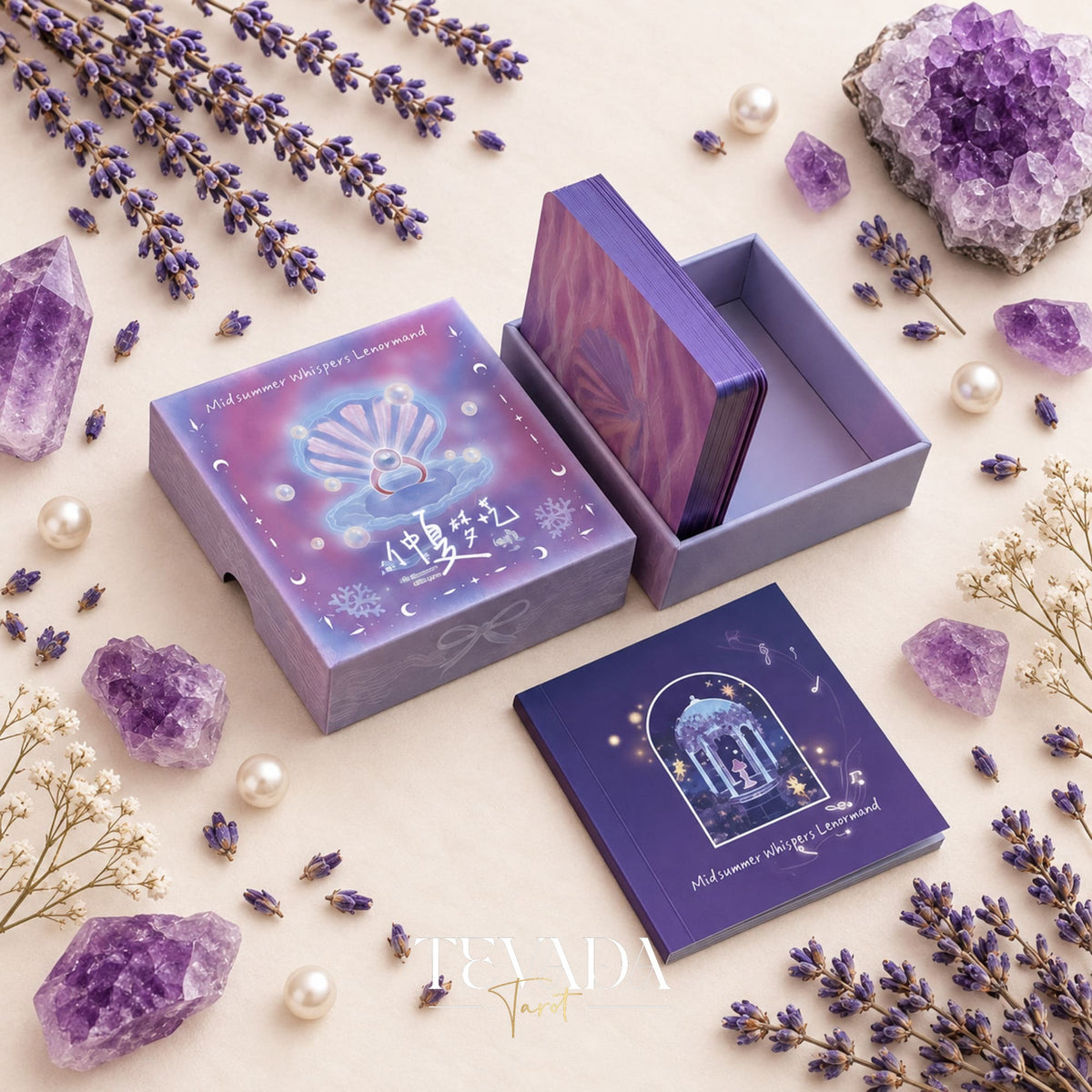 Mid-summer Whispers Lenormand Special Edition pink square box oracle cards for gentle daily readings