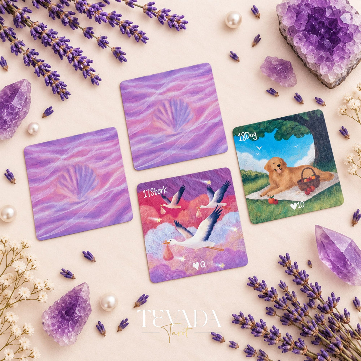 Mid-summer Whispers Lenormand Special Edition pink square box oracle cards for gentle daily readings