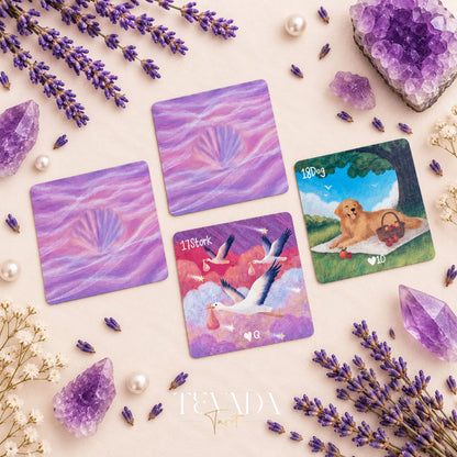 Mid-summer Whispers Lenormand Special Edition pink square box oracle cards for gentle daily readings