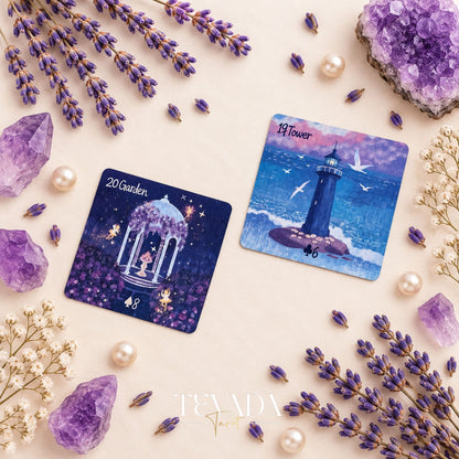 Mid-summer Whispers Lenormand Special Edition pink square box oracle cards for gentle daily readings
