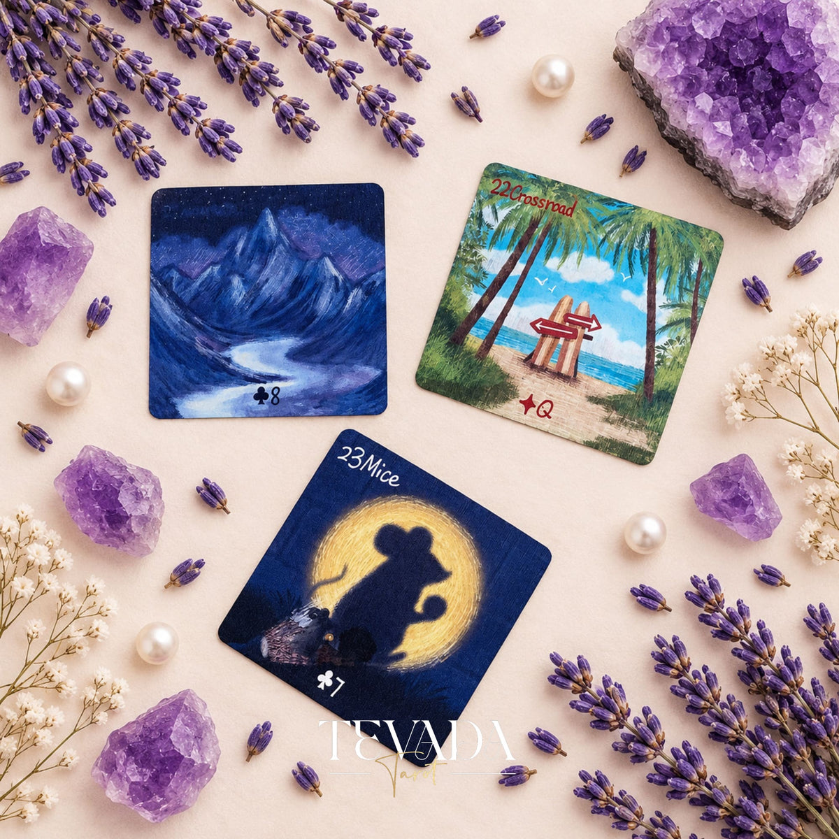 Mid-summer Whispers Lenormand Special Edition pink square box oracle cards for gentle daily readings