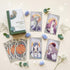 Morning Mist Tarot Deluxe stained glass indie tarot cards with gold holographic edges for gentle shadow work and healing.