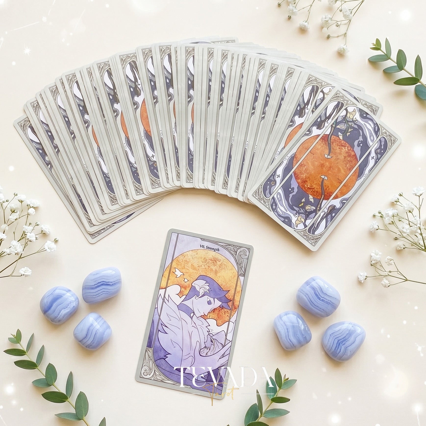 Morning Mist Tarot Deluxe stained glass indie tarot cards with gold holographic edges for gentle shadow work and healing.