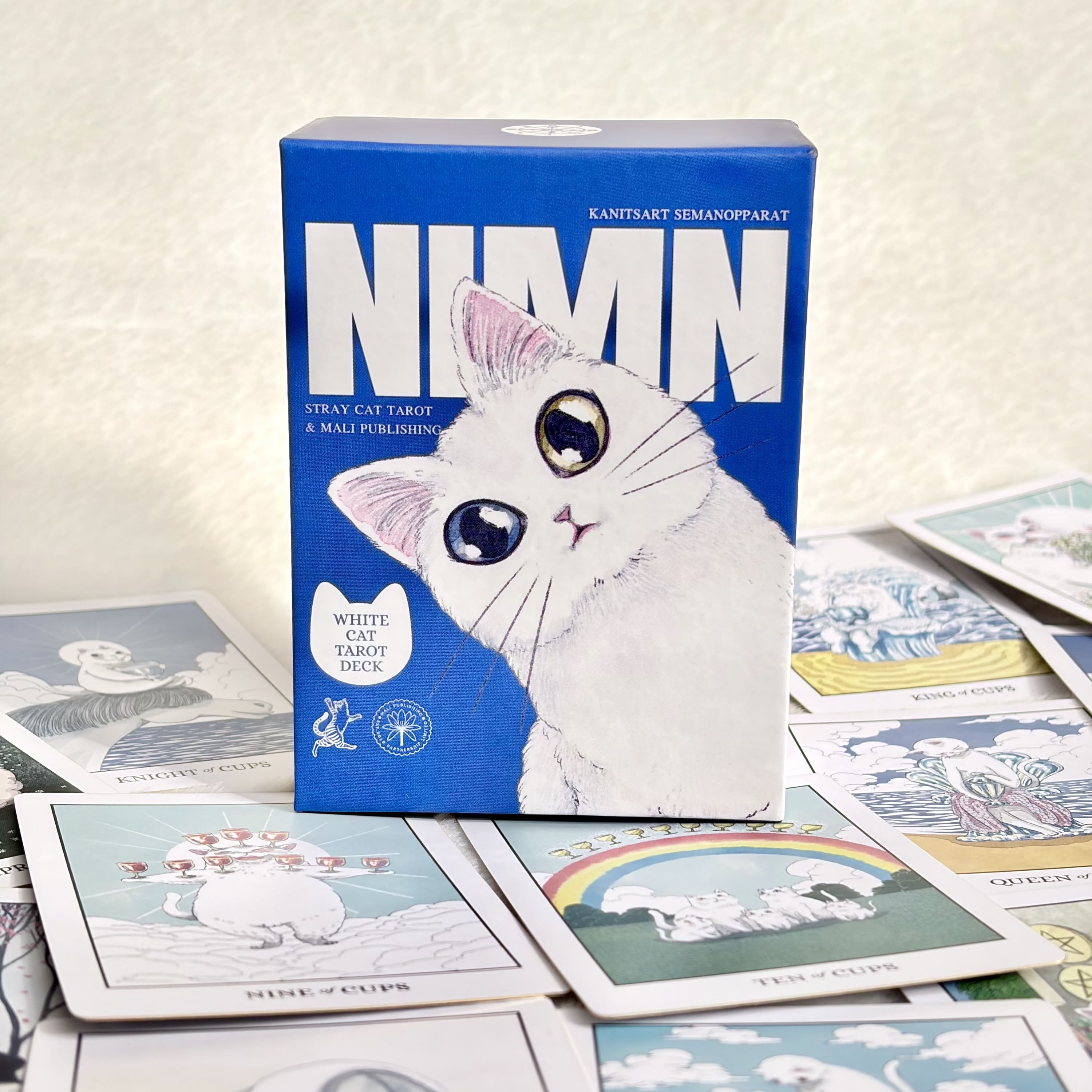 Nimn White Cat Tarot Pocket gentle feline tarot cards for portable daily readings and inner child healing
