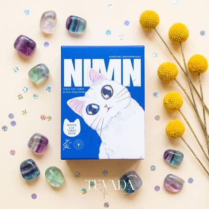 Nimn White Cat Tarot Pocket gentle feline tarot cards for portable daily readings and inner child healing