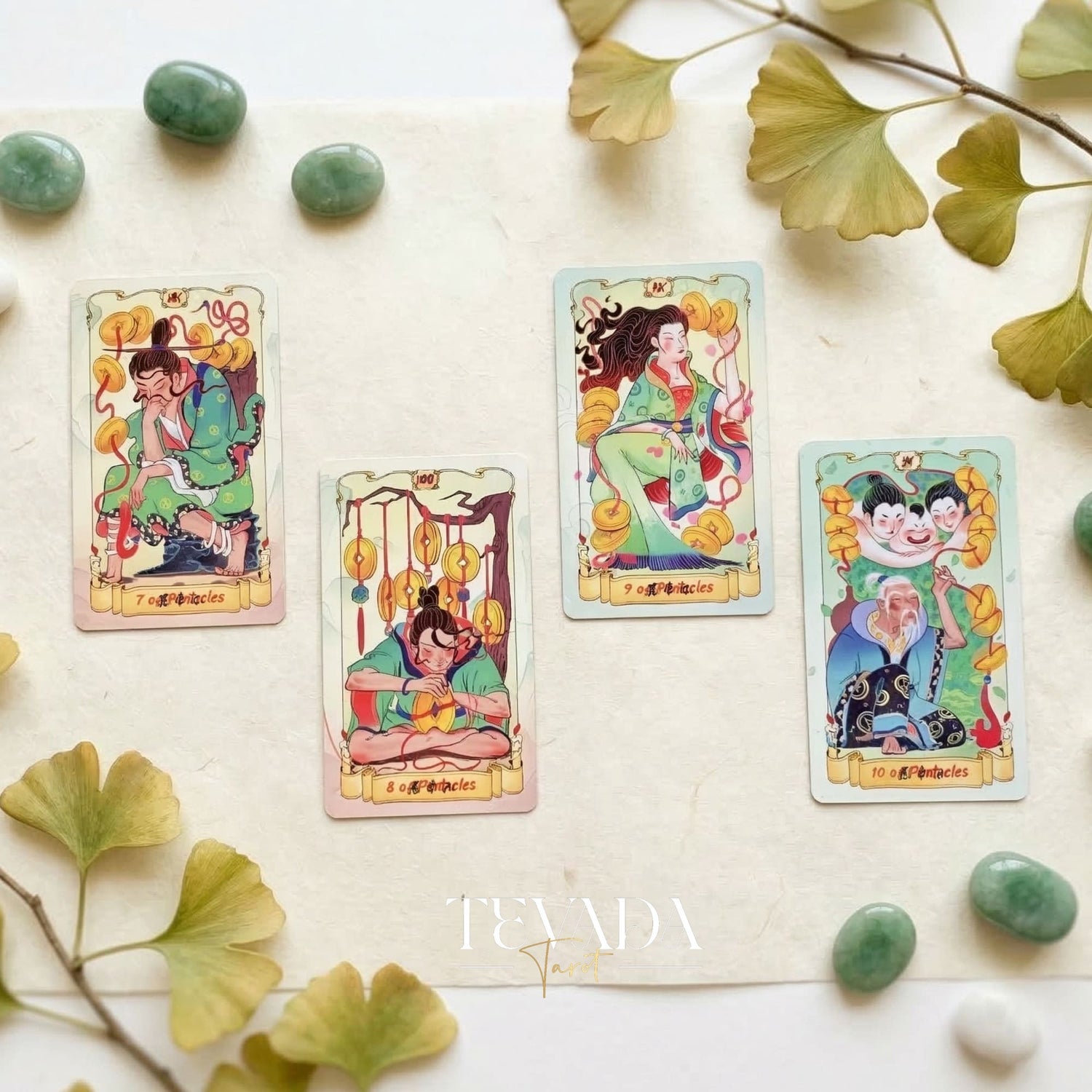 Nine Realms Celestial Codex whimsical Chinese myth Indie Tarot Deck for self-reflection and daily rituals.