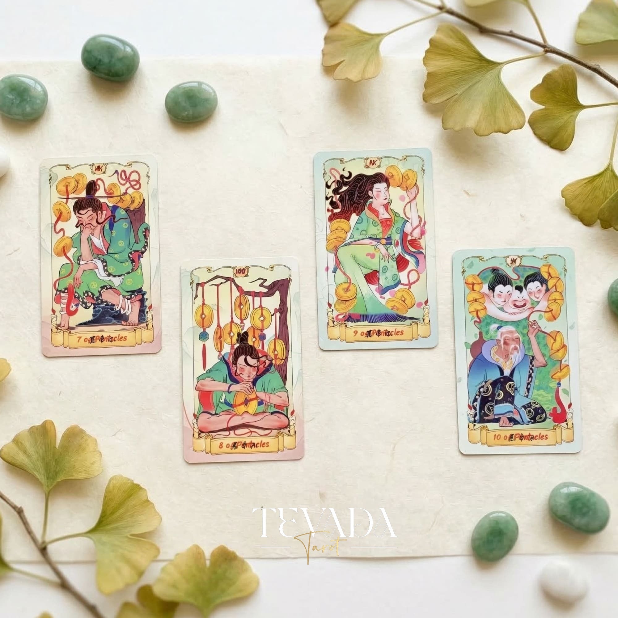 Nine Realms Celestial Codex whimsical Chinese myth Indie Tarot Deck for self-reflection and daily rituals.