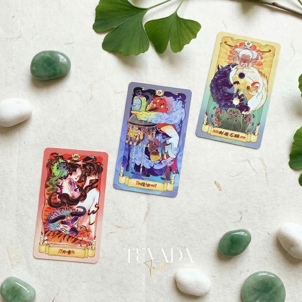 Nine Realms Celestial Codex caprichoso mito chino Indie Tarot Deck para la autorreflexión y los rituales diarios.
