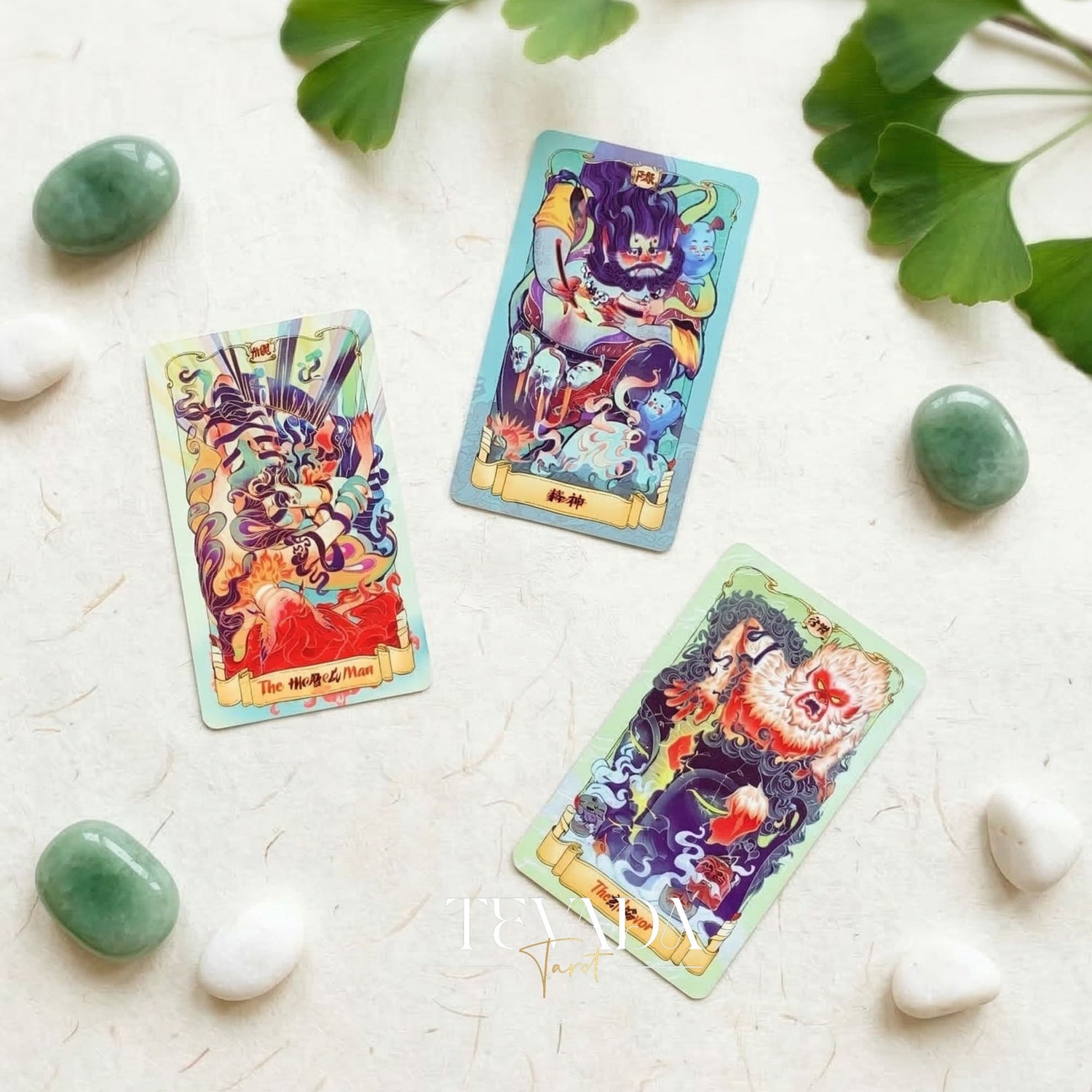 Nine Realms Celestial Codex whimsical Chinese myth Indie Tarot Deck for self-reflection and daily rituals.
