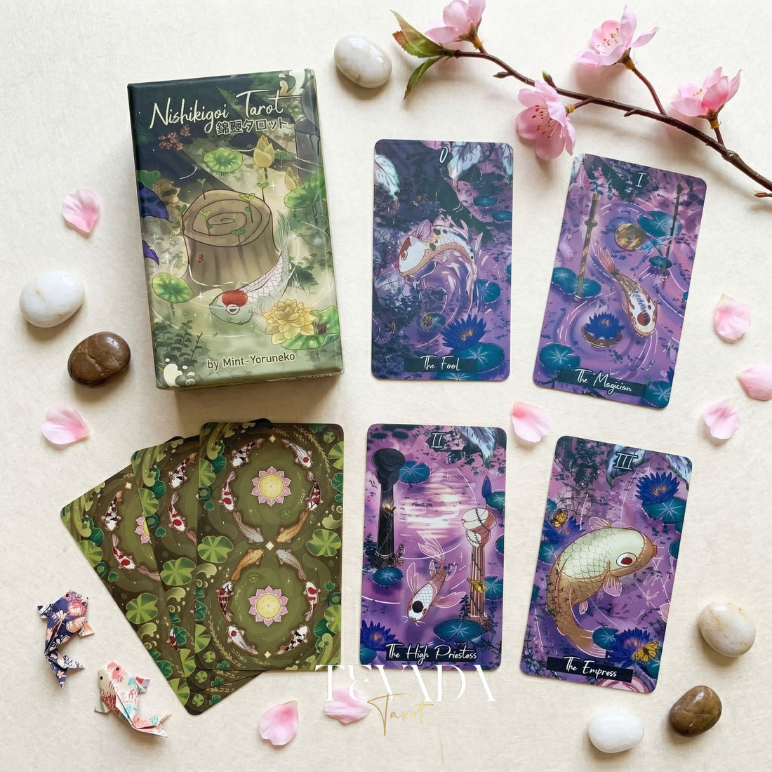 Nishikigoi Tarot whimsical Japanese koi Indie Tarot Deck for daily ritual and deep self-reflection.