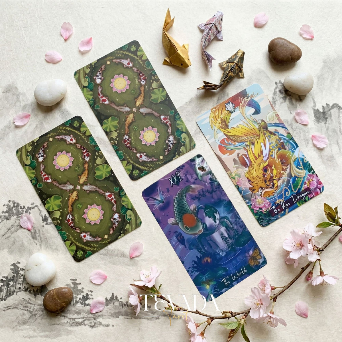 Nishikigoi Tarot caprichoso japonés koi Indie Tarot Deck para el ritual diario y la autorreflexión profunda.