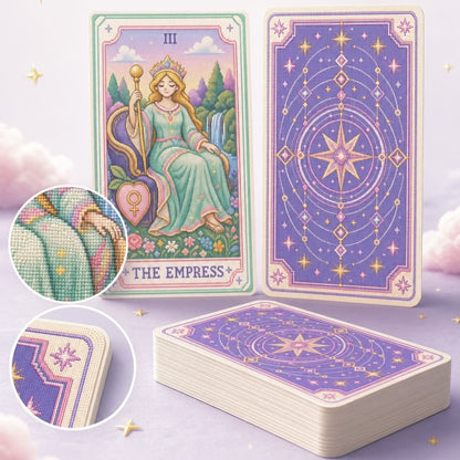 Pastel Pixel Tarot cross-stitch style tarot deck for gentle reflection and inner child care