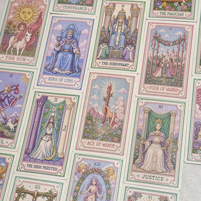 Pastel Pixel Tarot cross-stitch style tarot deck for gentle reflection and inner child care