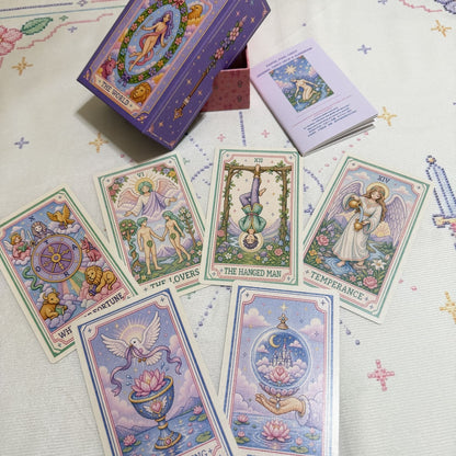 Pastel Pixel Tarot cross-stitch style tarot deck for gentle reflection and inner child care