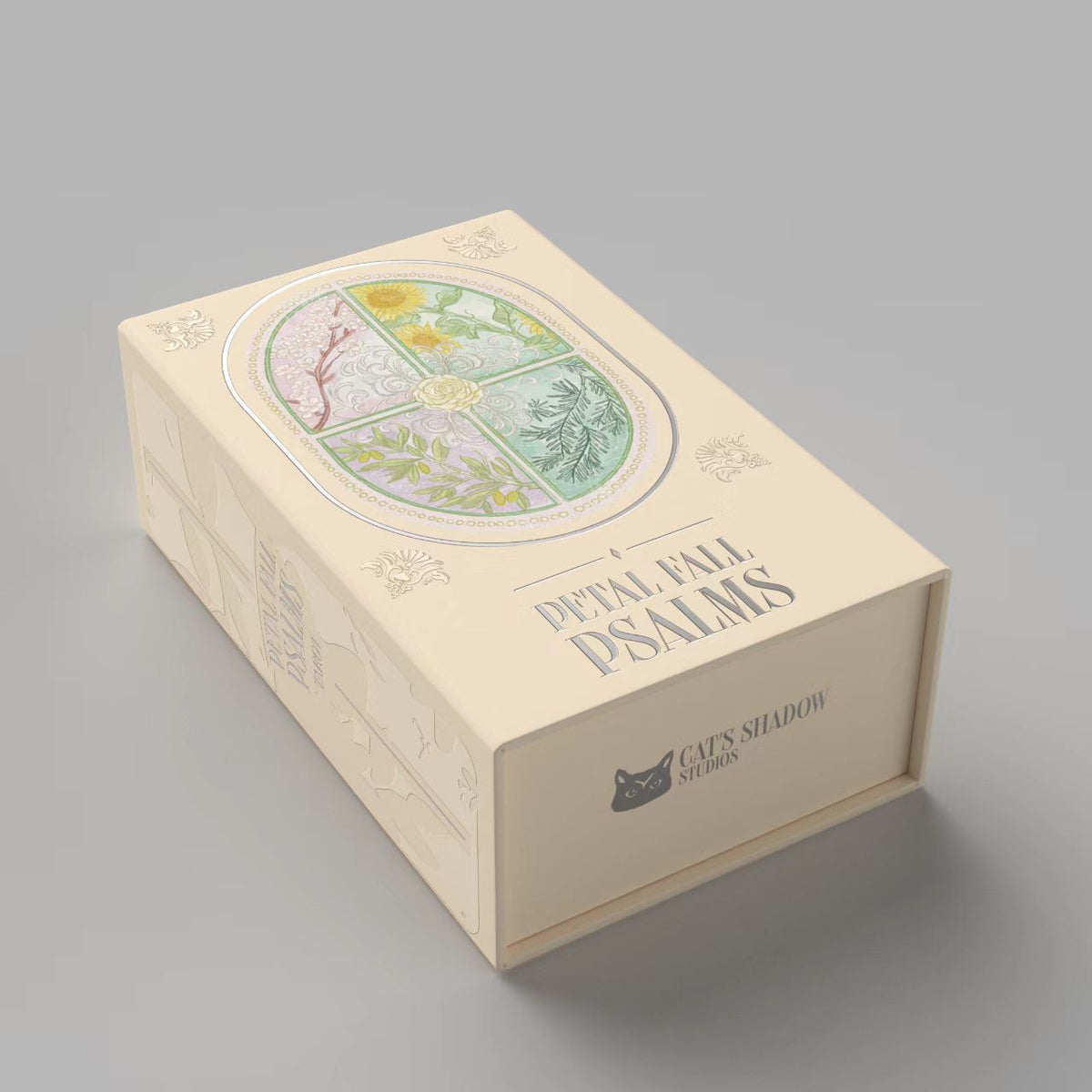 Petal Fall Psalms Tarot Deck floral boxes in pink and cream for reflective readings