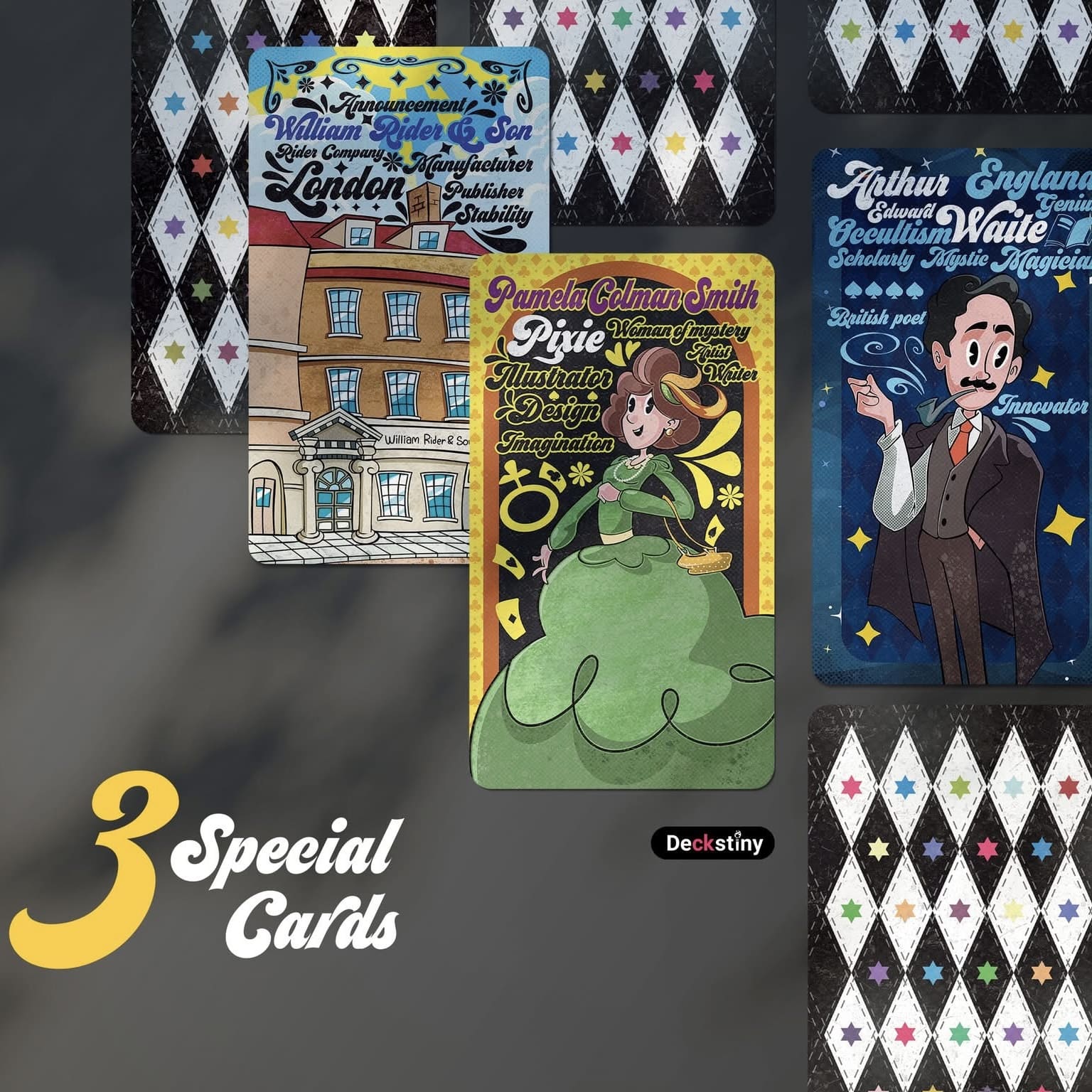 Propop Tarot Deck vintage 1930s animation style Indie Tarot Cards with holographic edges for playful divination.