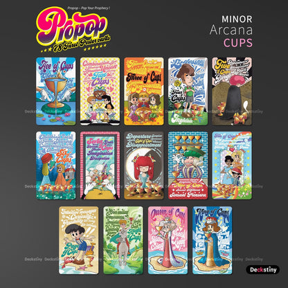 Propop Tarot Deck vintage 1930s animation style Indie Tarot Cards with holographic edges for playful divination.